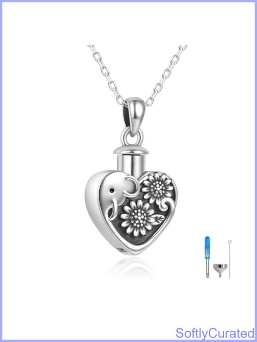 925 Sterling Silver Heart Urn Necklace Memorial Keepsake Pendant Funnel Kit